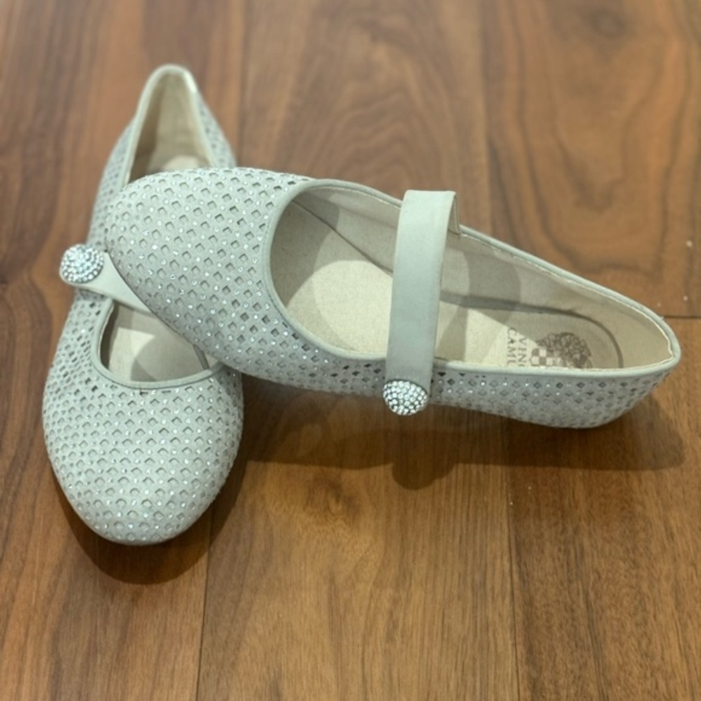 Girls Vince Camuto Silver Kids Ballet Flats Dress Shoes